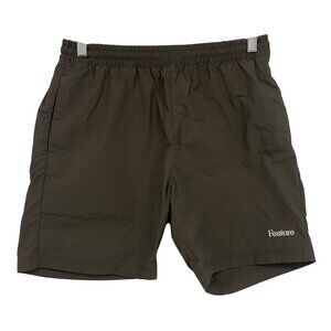 Feature Mens Brown Athletic Short Size Medium M Athleisure Training Pocket EUC